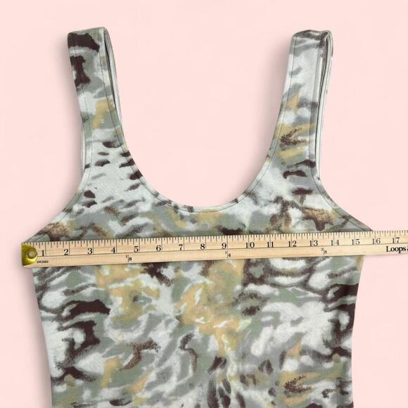 Free People Camo Ribbed Tank Top | Size S | Y2K 2000s Grunge Stretch Tee - Picture 7 of 8